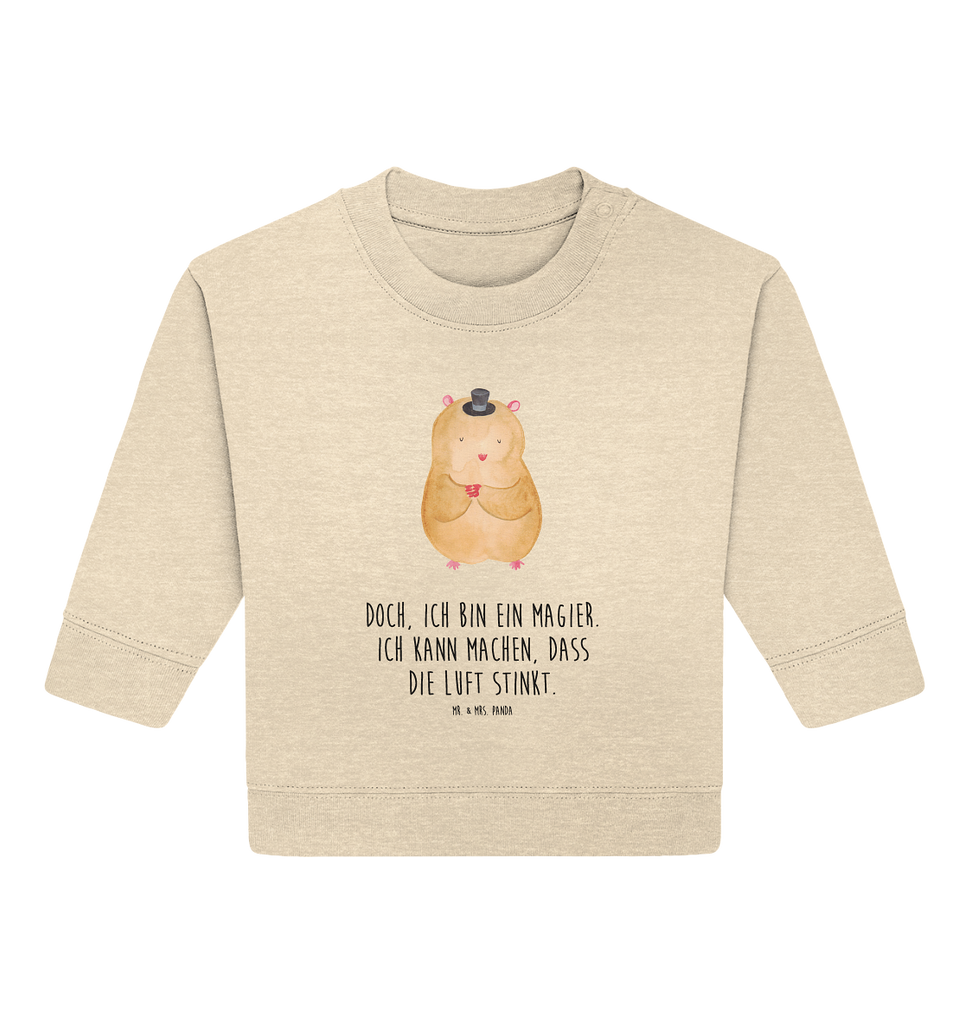 Organic Baby Pullover Hamster mit Hut Wunderschöner Baby Pullover /Sweatshirt von Mr. & Mrs. Panda <br /><br />Material: <br />- 85 % Baumwolle (Bio-Qualität, ringgesponnen, gekämmt)<br />- 15 % Polyester (recycelt)</li><li>Grammatur: 280 g/m²<br />- Schnitt: normale Passform</li><li>Eingesetzte Ärmel<br />- Knopfleiste mit 1 gleichfarbigen Druckknopf und 1 verdeckten Druckknopf an Schulter für einfacheres Anziehen, Tiermotive, Gute Laune, lustige Sprüche, Tiere, Hamster, Hut, Magier, Zylinder, Zwerghamster, Zauberer, Houdini