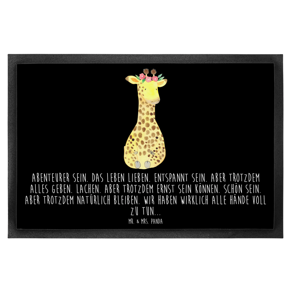 Fußmatte Giraffe Blumenkranz Türvorleger, Schmutzmatte, Fußabtreter, Matte, Schmutzfänger, Fußabstreifer, Schmutzfangmatte, Türmatte, Motivfußmatte, Haustürmatte, Vorleger, Afrika, Wildtiere, Giraffe, Blumenkranz, Abenteurer, Selbstliebe, Freundin
