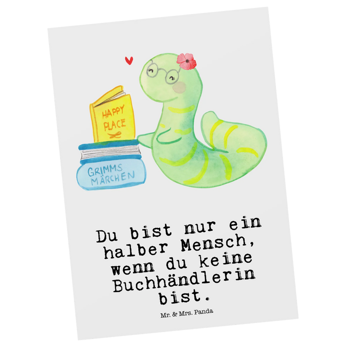 Postkarte Buchhändlerin Herz