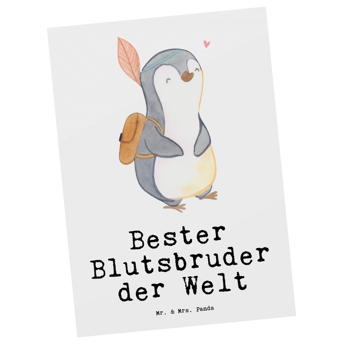 Postkarte Pinguin Bester Blutsbruder der Welt