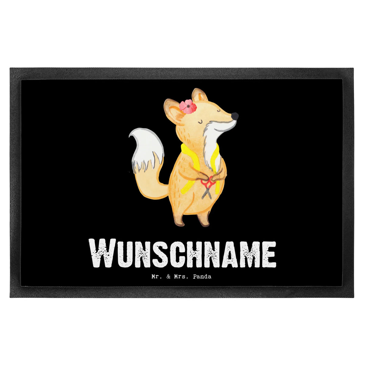 Personalisierte Fußmatte Schneiderin mit Herz – Panda