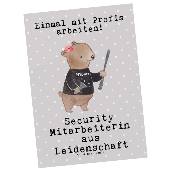 Postkarte Security Mitarbeiterin Leidenschaft
