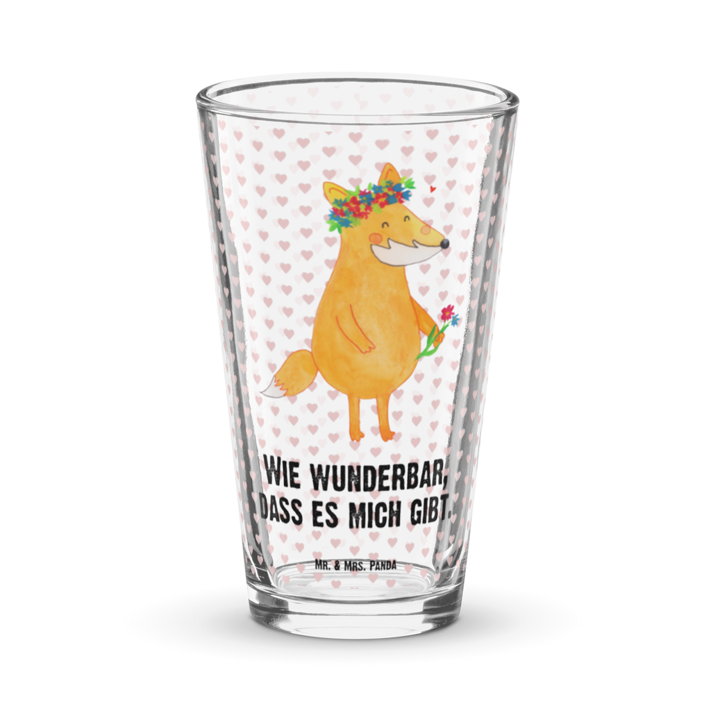 Premium Trinkglas Fuchs Blumenliebe Trinkglas, Glas, Pint Glas, Bierglas, Cocktail Glas, Wasserglas, Fuchs, Füchse, Fox, Liebe, Freundin, Fuchsmädchen, Blumenmädchen, Freundinnen, Liebesbeweis, Blume, Blumen, Motivation, Freude, ich, mich, Selbstliebe