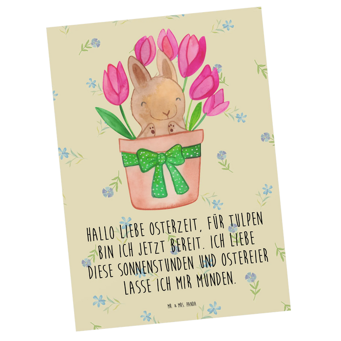 Postkarte Hase Tulpen