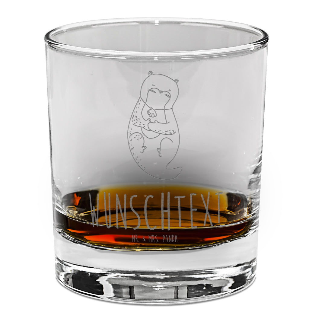Personalisiertes Whiskey Glas Otter mit Muschelmedaillon Whiskeylgas, Whiskey Glas, Whiskey Glas mit Gravur, Whiskeyglas mit Spruch, Whiskey Glas mit Sprüchen, Otter, Fischotter, Seeotter, Otterliebe, grübeln, träumen, Motivation, Tagträumen, Büro