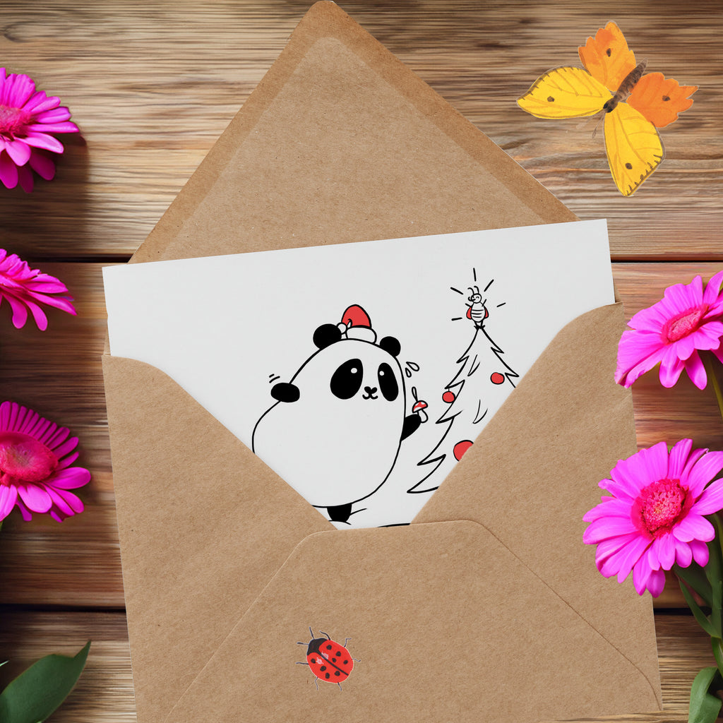 Deluxe Karte Panda Weihnachtszeit Karte, Grußkarte, Klappkarte, Einladungskarte, Glückwunschkarte, Hochzeitskarte, Geburtstagskarte, Hochwertige Grußkarte, Hochwertige Klappkarte