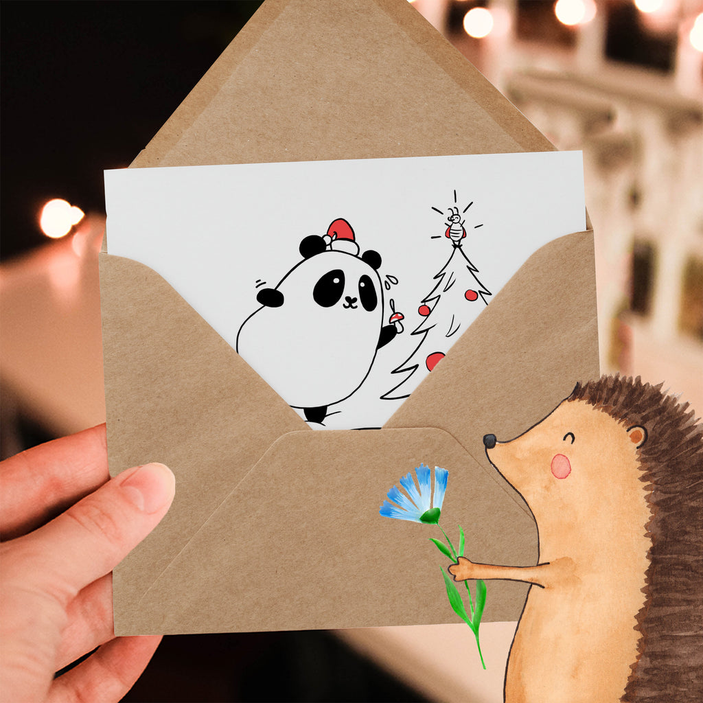 Deluxe Karte Panda Weihnachtszeit Karte, Grußkarte, Klappkarte, Einladungskarte, Glückwunschkarte, Hochzeitskarte, Geburtstagskarte, Hochwertige Grußkarte, Hochwertige Klappkarte