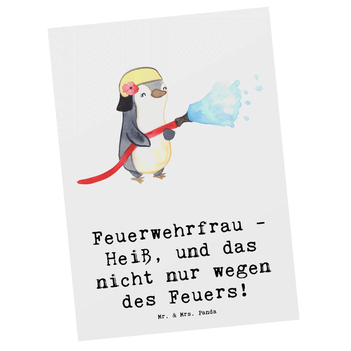 Postkarte Feuerwehrfrau Heiß