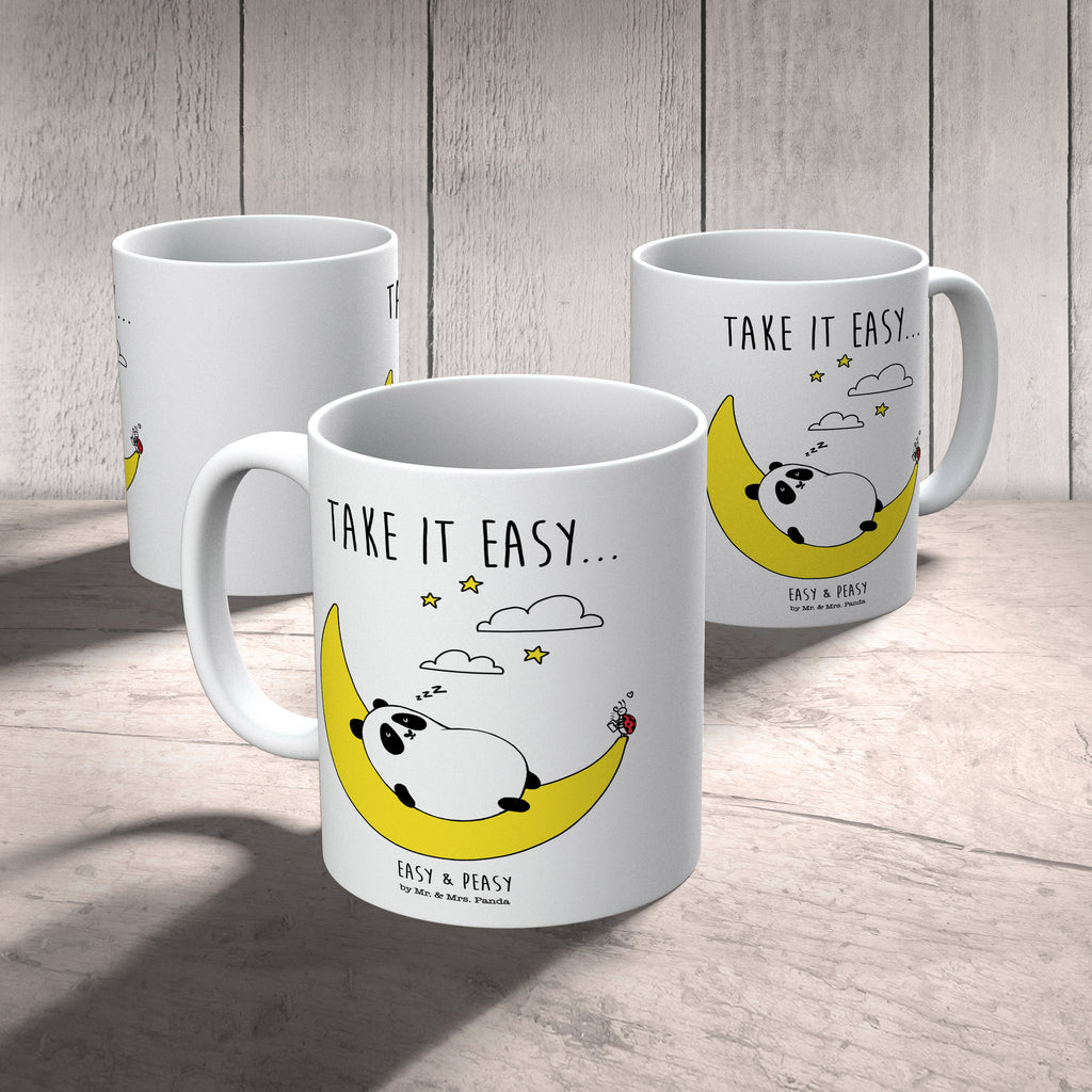 Tasse Easy & Peasy Take it Easy Tasse, Kaffeetasse, Teetasse, Becher, Kaffeebecher, Teebecher, Keramiktasse, Porzellantasse, Büro Tasse, Geschenk Tasse, Tasse Sprüche, Tasse Motive