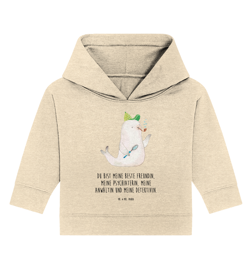 Organic Baby Hoodie Robbe Sherlock Baby Kapuzenshirt, Baby Kapuzensweatshirt, Baby Hoodie, Baby Pullover, Tiermotive, Gute Laune, lustige Sprüche, Tiere