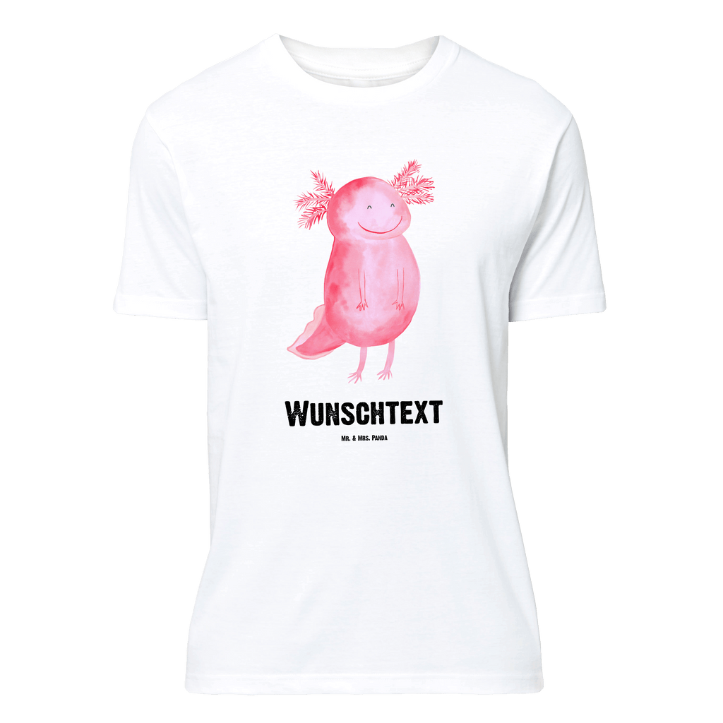Personalisiertes T-Shirt Axolotl glücklich T-Shirt Personalisiert, T-Shirt mit Namen, T-Shirt mit Aufruck, Männer, Frauen, Wunschtext, Bedrucken, Axolotl, Molch, Axolot, Schwanzlurch, Lurch, Lurche, Motivation, gute Laune