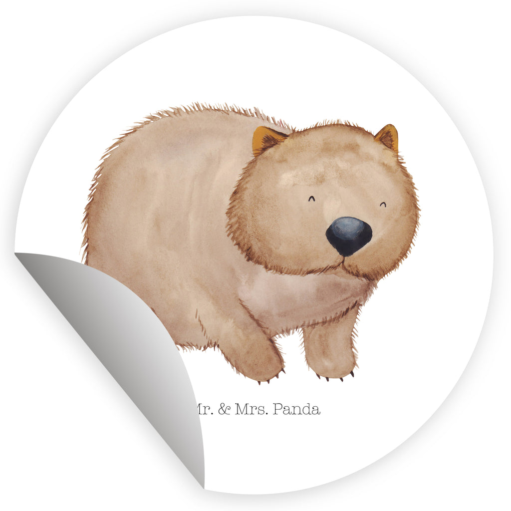 Rund Aufkleber Wombat Sticker, Aufkleber, Etikett, Kinder, rund, Tiermotive, Gute Laune, lustige Sprüche, Tiere, Wombat, Das Leben ist schön, Motivation, Spruch, Australien