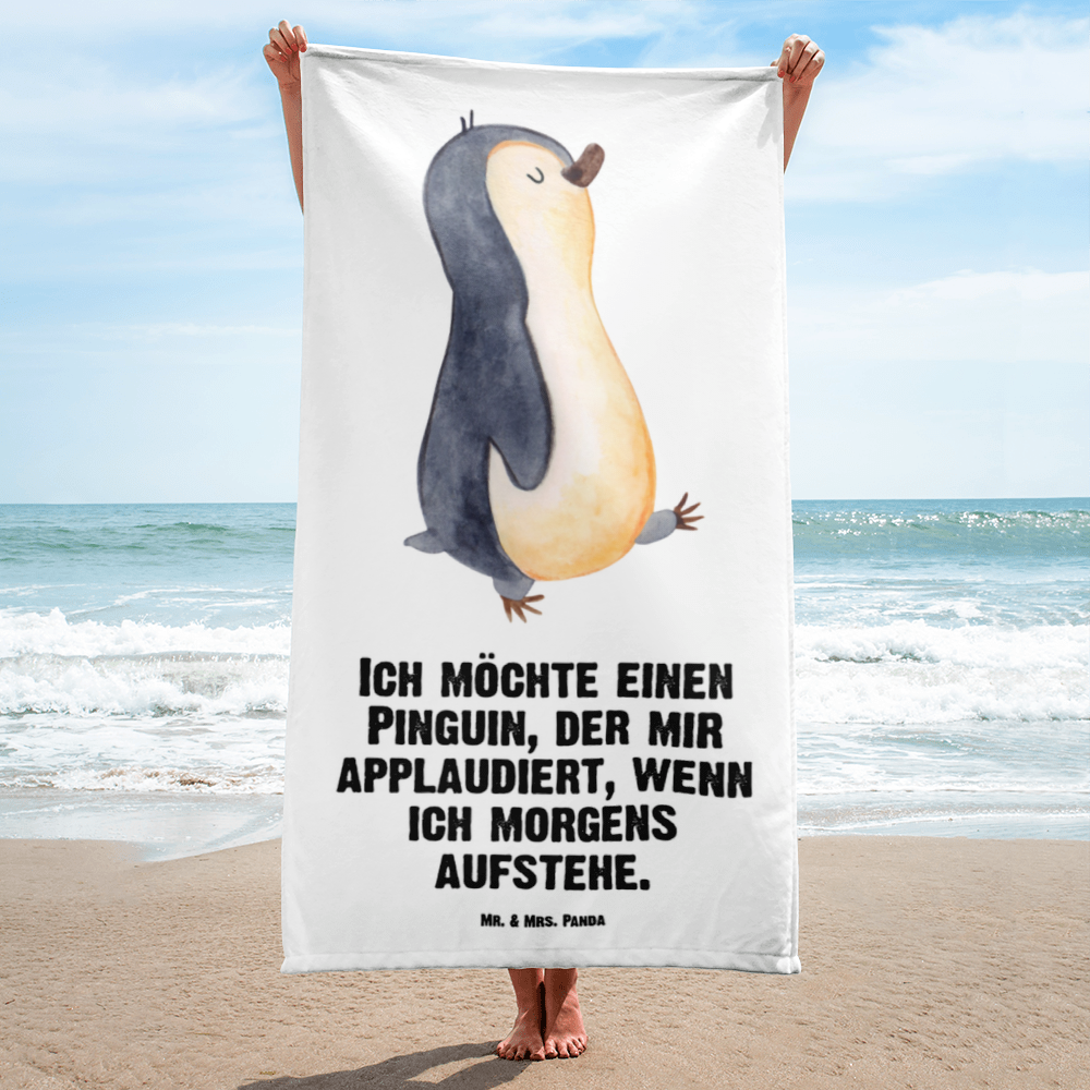 XL Badehandtuch Pinguin marschieren Handtuch, Badetuch, Duschtuch, Strandtuch, Saunatuch, Pinguin, Pinguine, Frühaufsteher, Langschläfer, Bruder, Schwester, Familie