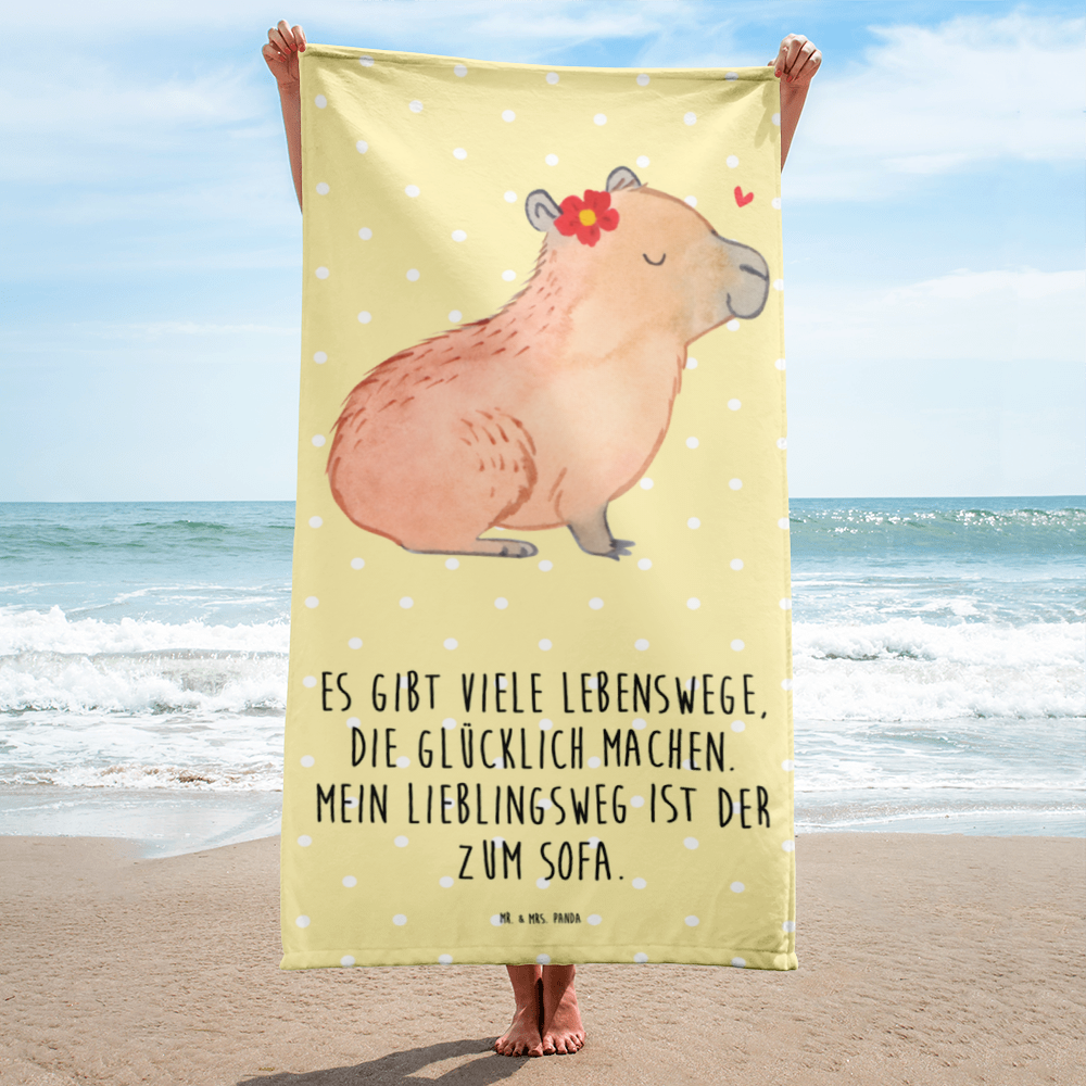 XL Badehandtuch Capybara Blume Handtuch, Badetuch, Duschtuch, Strandtuch, Saunatuch, Tiermotive, Gute Laune, lustige Sprüche, Tiere, Capybara