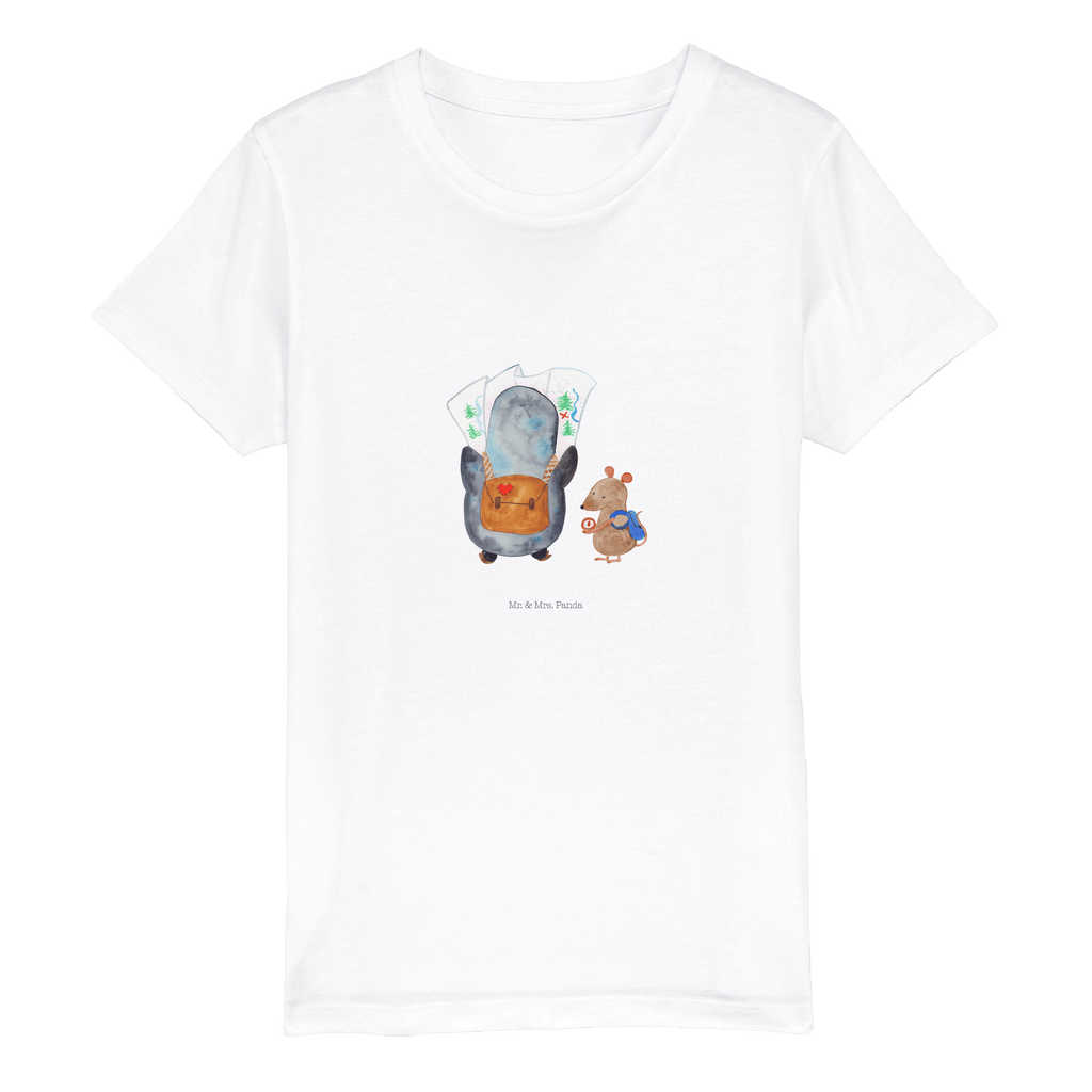 Organic Kinder T-Shirt Pinguin & Maus Wanderer Kinder T-Shirt, Kinder T-Shirt Mädchen, Kinder T-Shirt Jungen, Pinguin, Pinguine, Abenteurer, Abenteuer, Roadtrip, Ausflug, Wanderlust, wandern