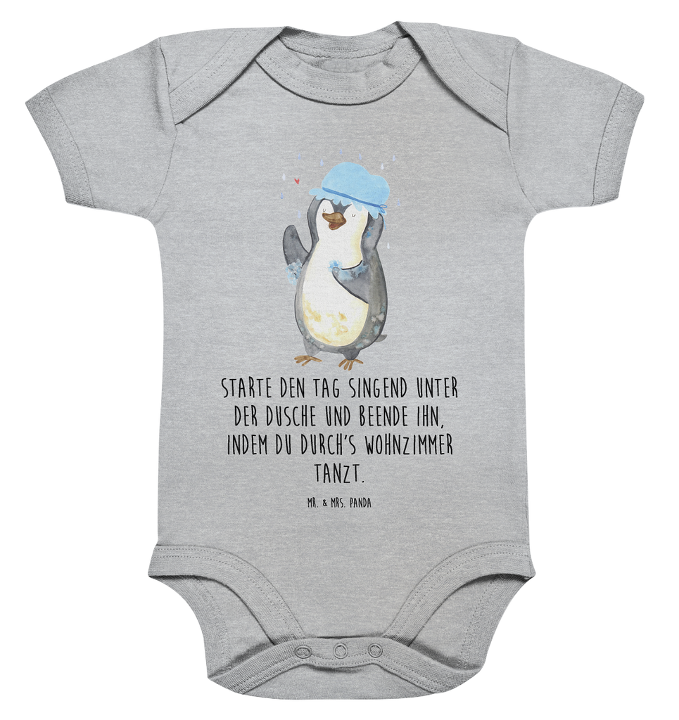 Organic Baby Body Pinguin Duschen Babykleidung, Babystrampler, Strampler, Wickelbody, Baby Erstausstattung, Junge, Mädchen, Pinguin, Pinguine, Dusche, duschen, Lebensmotto, Motivation, Neustart, Neuanfang, glücklich sein
