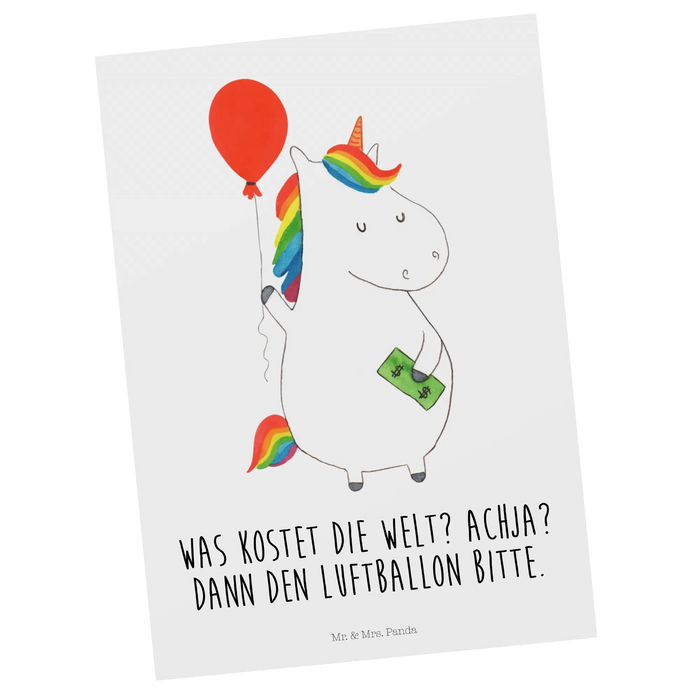 Postkarte Einhorn Luftballon
