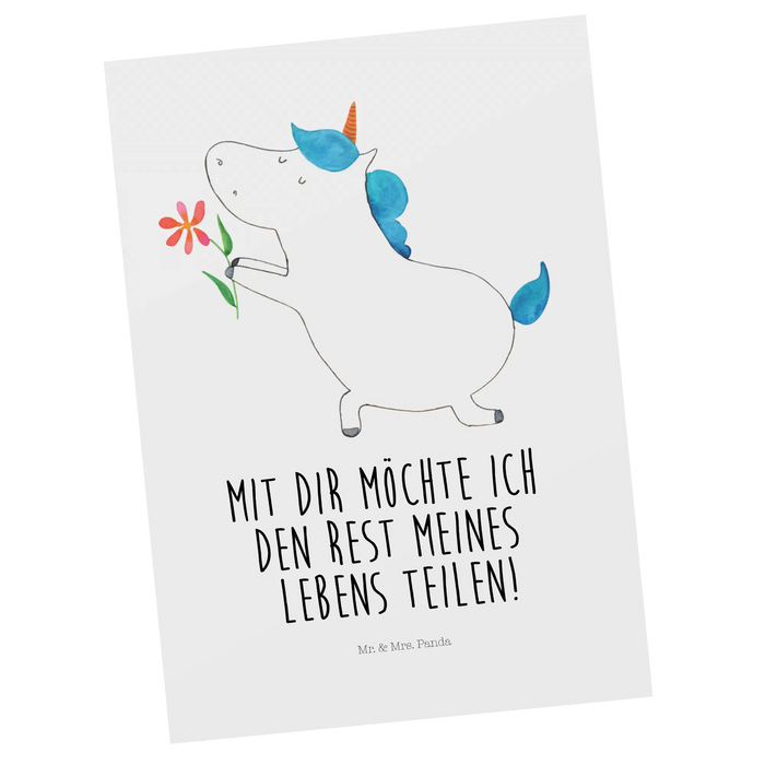 Postkarte Einhorn Blume