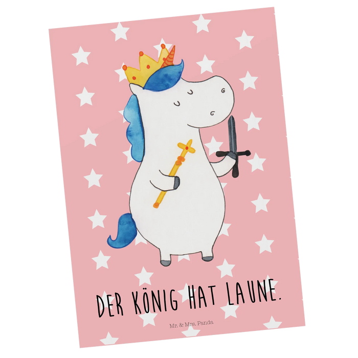 Postkarte Einhorn König mit Schwert