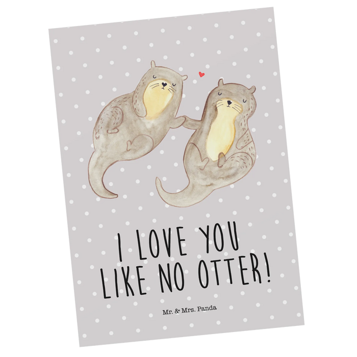 Postcard otter holding hands