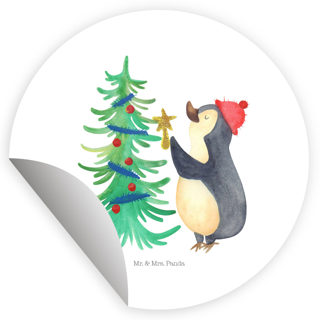 Rund Aufkleber Pinguin Weihnachtsbaum Sticker, Aufkleber, Etikett, Winter, Weihnachten, Weihnachtsdeko, Nikolaus, Advent, Heiligabend, Wintermotiv, Pinguin