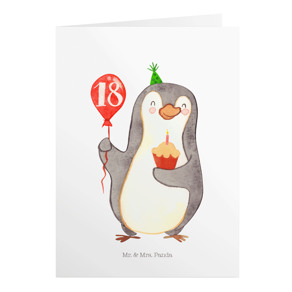 Geburtstagskarte 18. Geburtstag Pinguin Luftballon Grusskarte, Klappkarte, Einladungskarte, Glückwunschkarte, Hochzeitskarte, Geburtstagskarte, Geburtstag, Geburtstagsgeschenk, Geschenk, Pinguin, Geburtstage, Happy Birthday, Geburtstagsfeier