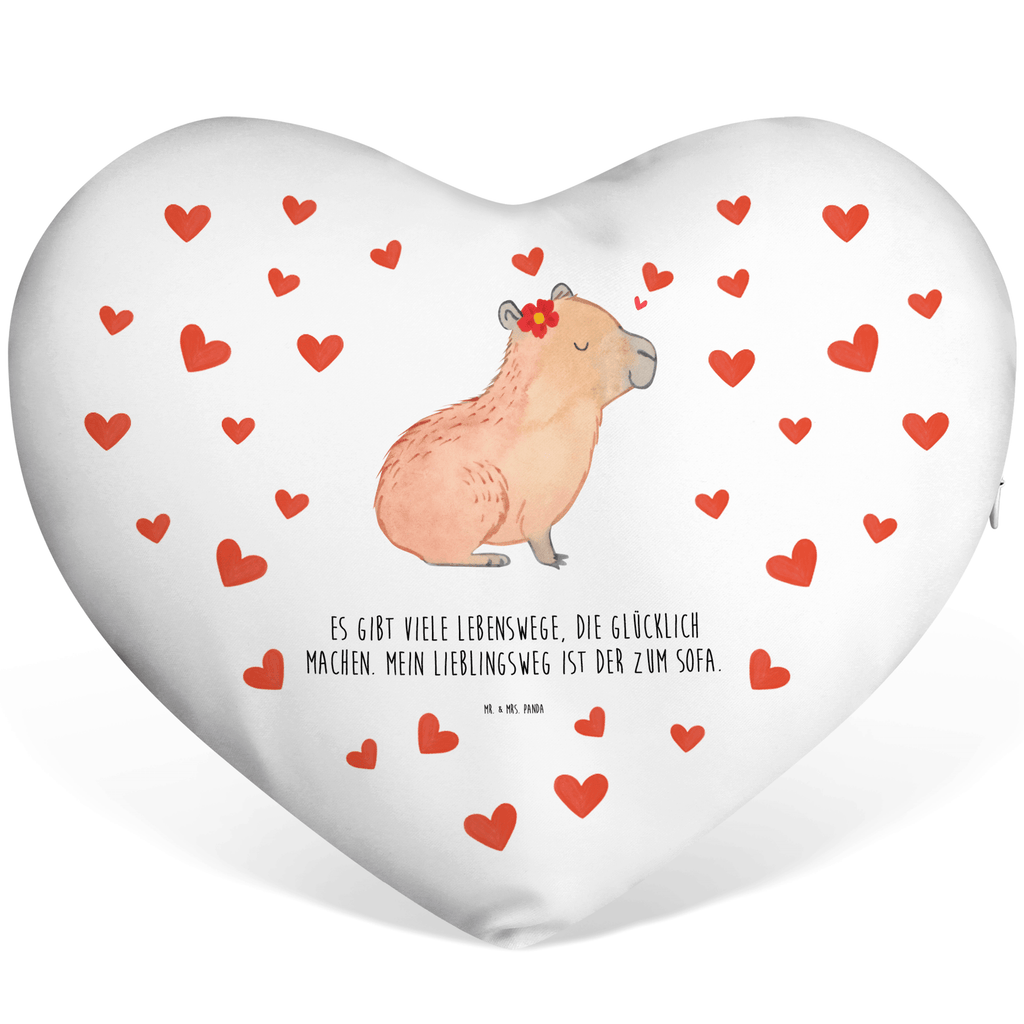 Herzkissen Capybara Blume Kissen, Herzkissen, Herzform, Herz, Dekokissen, Tiermotive, Gute Laune, lustige Sprüche, Tiere, Capybara