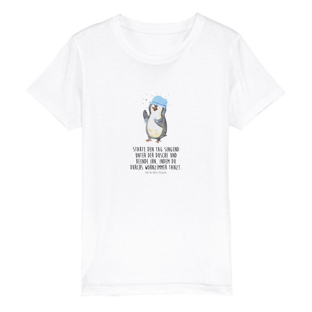 Organic Kinder T-Shirt Pinguin Duschen Kinder T-Shirt, Kinder T-Shirt Mädchen, Kinder T-Shirt Jungen, Pinguin, Pinguine, Dusche, duschen, Lebensmotto, Motivation, Neustart, Neuanfang, glücklich sein
