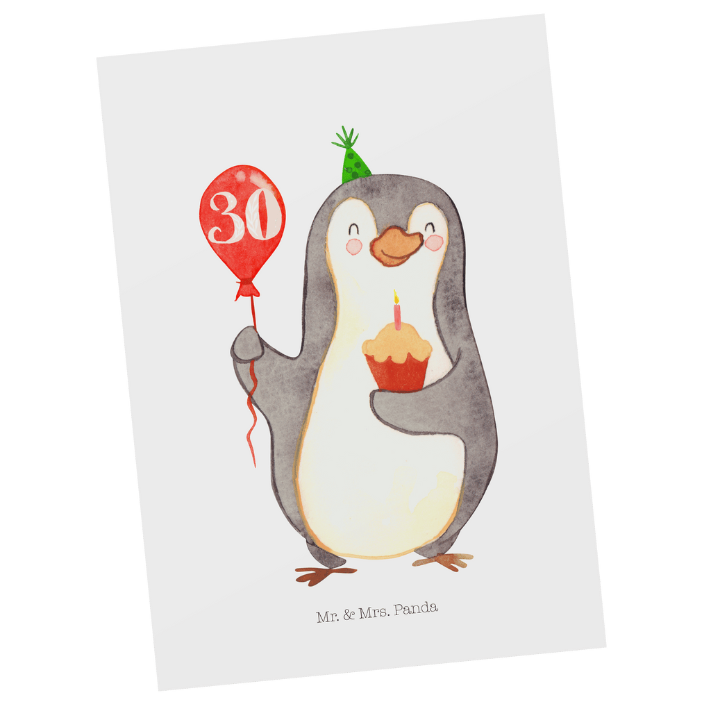 Postkarte 30. Geburtstag Pinguin Luftballon Postkarte, Karte, Geschenkkarte, Grußkarte, Einladung, Ansichtskarte, Geburtstagskarte, Einladungskarte, Dankeskarte, Geburtstag, Geburtstagsgeschenk, Geschenk, Pinguin, Geburtstage, Happy Birthday, Geburtstagsfeier
