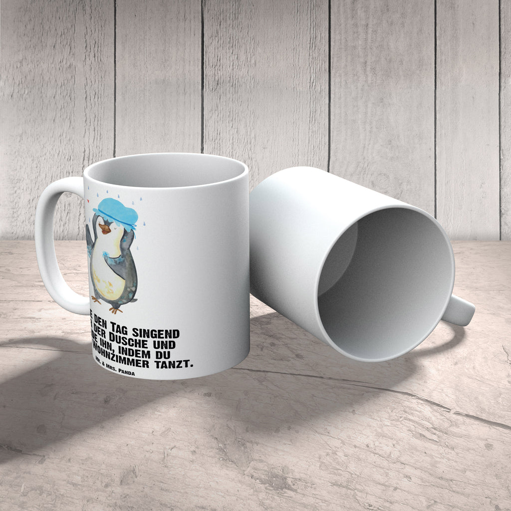 XL Tasse Pinguin duscht XL Tasse, Große Tasse, Grosse Kaffeetasse, XL Becher, XL Teetasse, spülmaschinenfest, Jumbo Tasse, Groß, Pinguin, Pinguine, Dusche, duschen, Lebensmotto, Motivation, Neustart, Neuanfang, glücklich sein