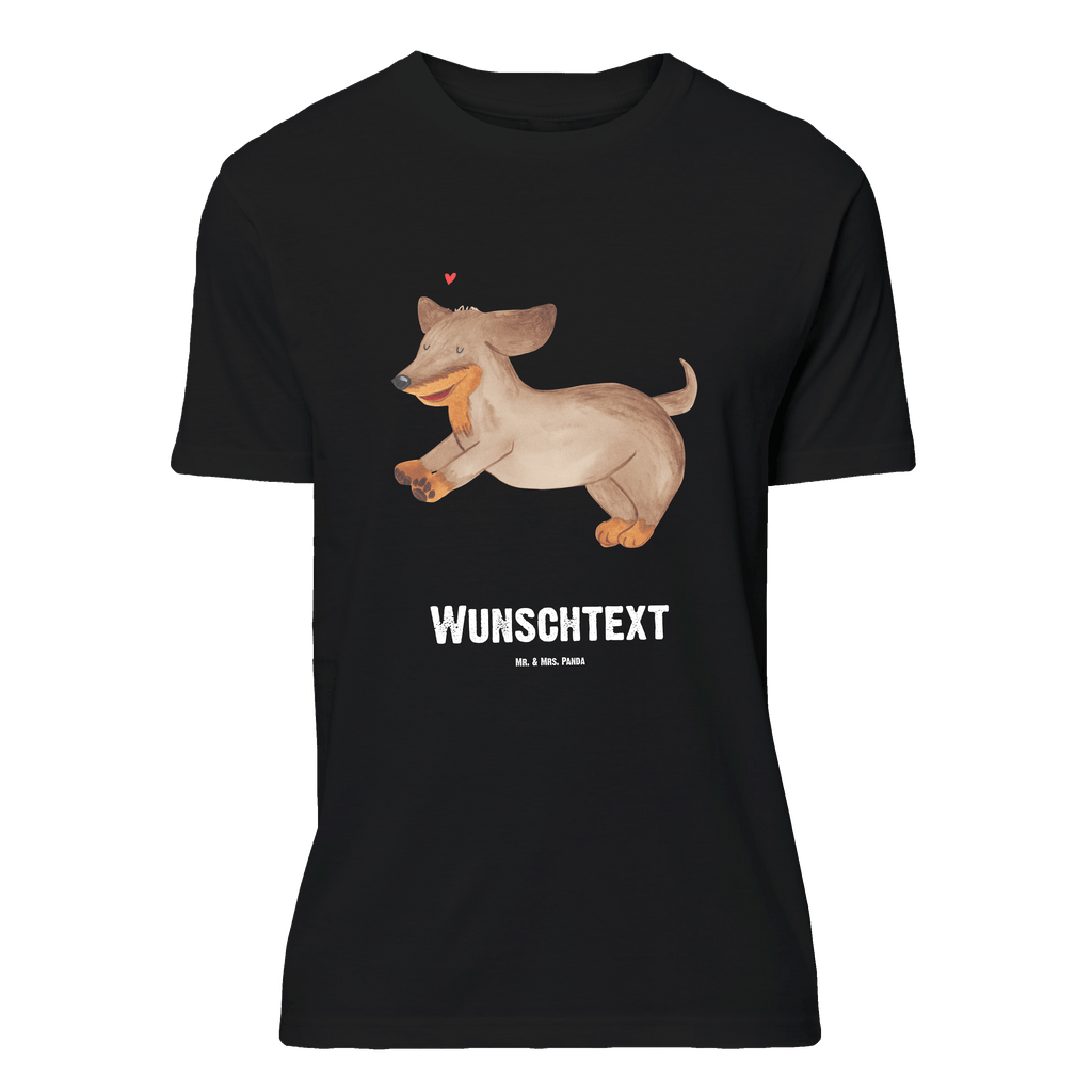 Personalisiertes T-Shirt Hund Dackel fröhlich T-Shirt Personalisiert, T-Shirt mit Namen, T-Shirt mit Aufruck, Männer, Frauen, Wunschtext, Bedrucken, Hund, Hundemotiv, Haustier, Hunderasse, Tierliebhaber, Hundebesitzer, Sprüche, Hunde, Dackel, Dachshund, happy dog