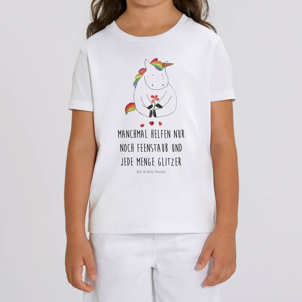 Organic Kinder T-Shirt Einhorn Traurig Kinder T-Shirt, Kinder T-Shirt Mädchen, Kinder T-Shirt Jungen, Einhorn, Einhörner, Einhorn Deko, Pegasus, Unicorn, Glitzer, Trösten. Freundschaft, Freunde, Liebe, Trauer, Grußkarte, Blume