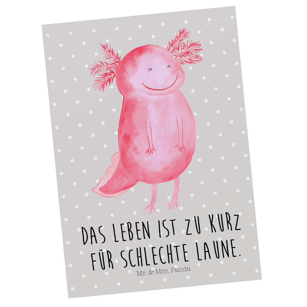 Postkarte Axolotl glücklich Postkarte, Karte, Geschenkkarte, Grußkarte, Einladung, Ansichtskarte, Geburtstagskarte, Einladungskarte, Dankeskarte, Axolotl, Molch, Axolot, Schwanzlurch, Lurch, Lurche, Motivation, gute Laune