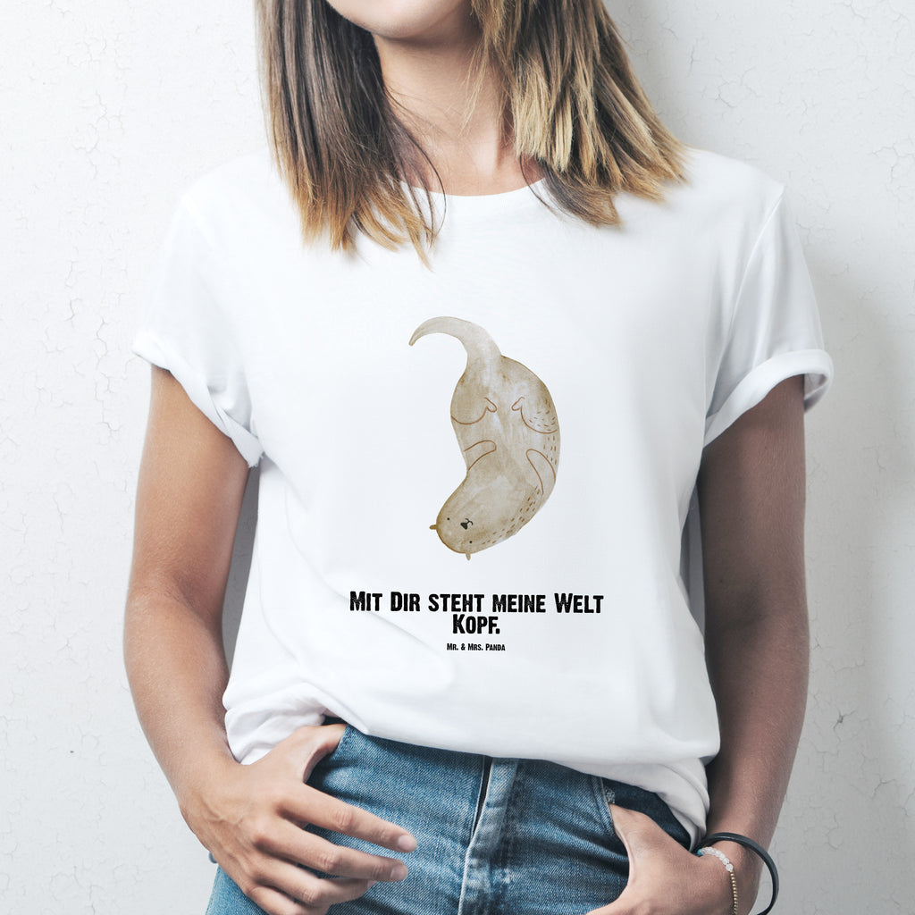 Personalisiertes T-Shirt Otter kopfüber T-Shirt Personalisiert, T-Shirt mit Namen, T-Shirt mit Aufruck, Männer, Frauen, Wunschtext, Bedrucken, Otter, Fischotter, Seeotter, Otter Seeotter See Otter