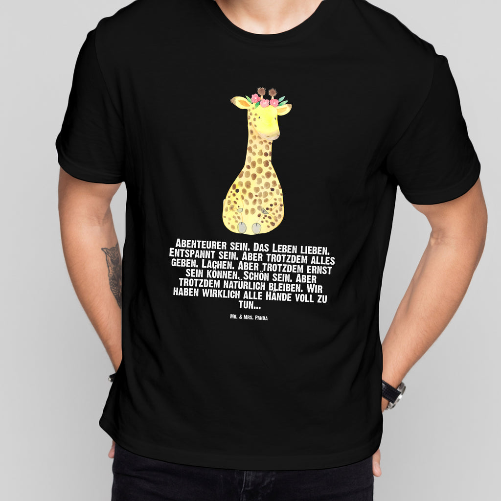 T-Shirt Standard Giraffe Blumenkranz T-Shirt, Shirt, Tshirt, Lustiges T-Shirt, T-Shirt mit Spruch, Party, Junggesellenabschied, Jubiläum, Geburstag, Herrn, Damen, Männer, Frauen, Schlafshirt, Nachthemd, Sprüche, Afrika, Wildtiere, Giraffe, Blumenkranz, Abenteurer, Selbstliebe, Freundin