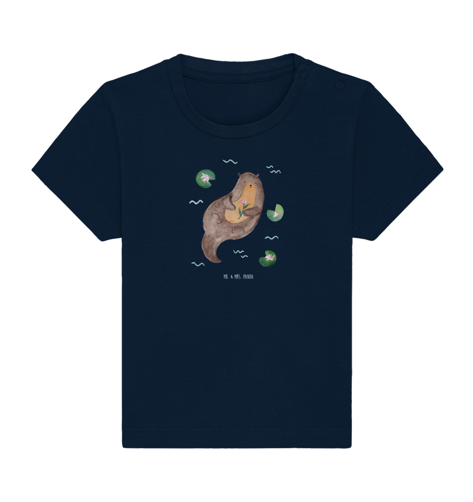 Organic Baby Shirt Otter mit Seerose Baby T-Shirt, Jungen Baby T-Shirt, Mädchen Baby T-Shirt, Shirt, Otter, Fischotter, Seeotter, Otter Seeotter See Otter