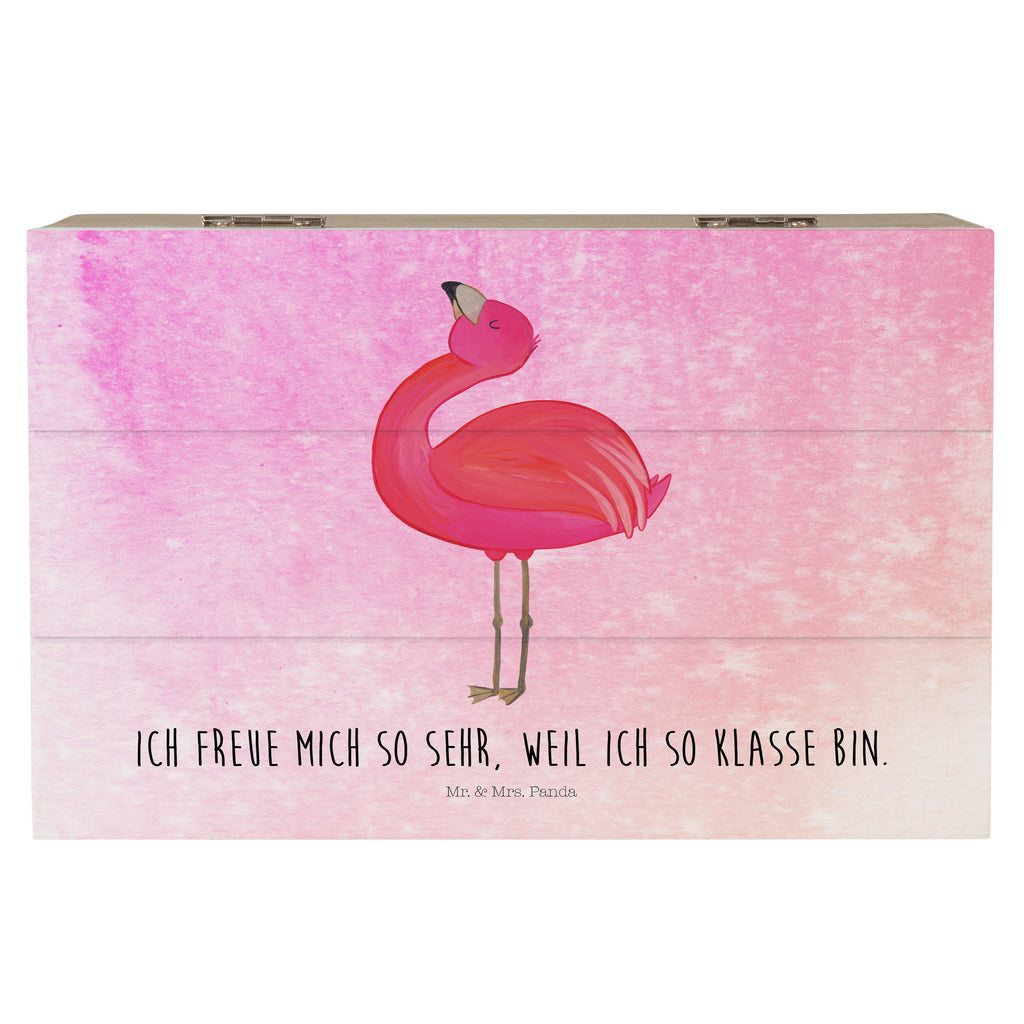 Holzkiste Flamingo stolz Holzkiste, Kiste, Schatzkiste, Truhe, Schatulle, XXL, Erinnerungsbox, Erinnerungskiste, Dekokiste, Aufbewahrungsbox, Geschenkbox, Geschenkdose, Flamingo, stolz, Freude, Selbstliebe, Selbstakzeptanz, Freundin, beste Freundin, Tochter, Mama, Schwester