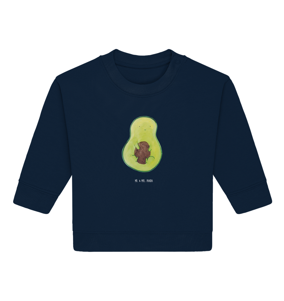 Organic Baby Pullover Avocado mit Kern Wunderschöner Baby Pullover /Sweatshirt von Mr. & Mrs. Panda <br /><br />Material: <br />- 85 % Baumwolle (Bio-Qualität, ringgesponnen, gekämmt)<br />- 15 % Polyester (recycelt)</li><li>Grammatur: 280 g/m²<br />- Schnitt: normale Passform</li><li>Eingesetzte Ärmel<br />- Knopfleiste mit 1 gleichfarbigen Druckknopf und 1 verdeckten Druckknopf an Schulter für einfacheres Anziehen, Avocado, Veggie, Vegan, Gesund, Avokado, Avocadokern, Kern, Pflanze, Spruch Leben