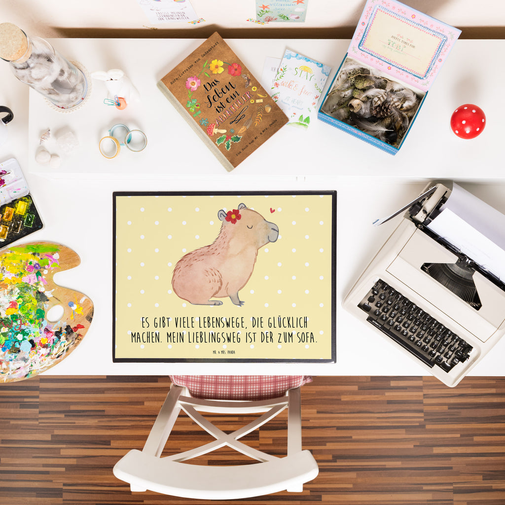 Schreibtischunterlage Capybara Blume Schreibunterlage, Schreibtischauflage, Bürobedarf, Büroartikel, Schreibwaren, Schreibtisch Unterlagen, Schreibtischunterlage Groß, Tiermotive, Gute Laune, lustige Sprüche, Tiere, Capybara