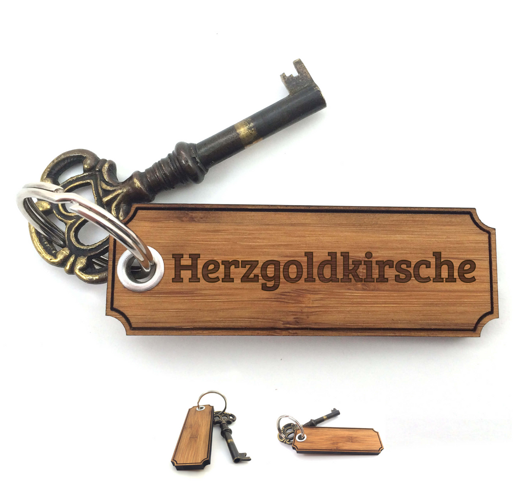 Schlüsselanhänger Classic Gravur Herzgoldkirsche Schlüsselanhänger, Anhänger, Taschenanhänger, Glücksbringer, Geschenke, Schenken, Gravur