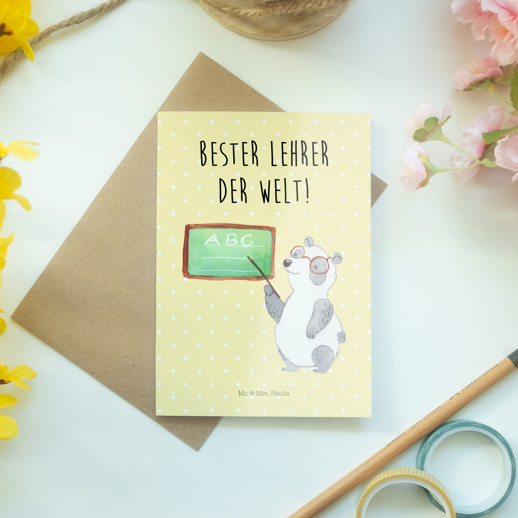 Grußkarte Panda Lehrer Klappkarte, Einladungskarte, Glückwunschkarte, Hochzeitskarte, Geburtstagskarte, Karte, Tiermotive, Gute Laune, lustige Sprüche, Tiere