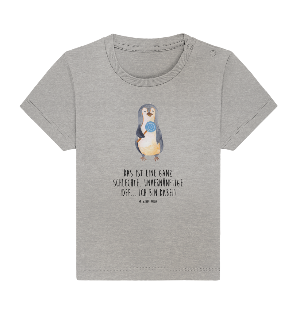 Organic Baby Shirt Pinguin Lolli Baby T-Shirt, Jungen Baby T-Shirt, Mädchen Baby T-Shirt, Shirt, Pinguin, Pinguine, Lolli, Süßigkeiten, Blödsinn, Spruch, Rebell, Gauner, Ganove, Rabauke