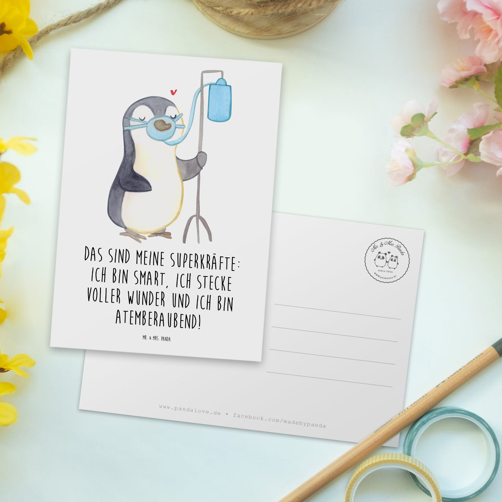 Postkarte Pinguin  Sauerstoff Postkarte, Karte, Geschenkkarte, Grußkarte, Einladung, Ansichtskarte, Geburtstagskarte, Einladungskarte, Dankeskarte, Pinguin, Sauerstoffgerät, Sauerstofftherapie