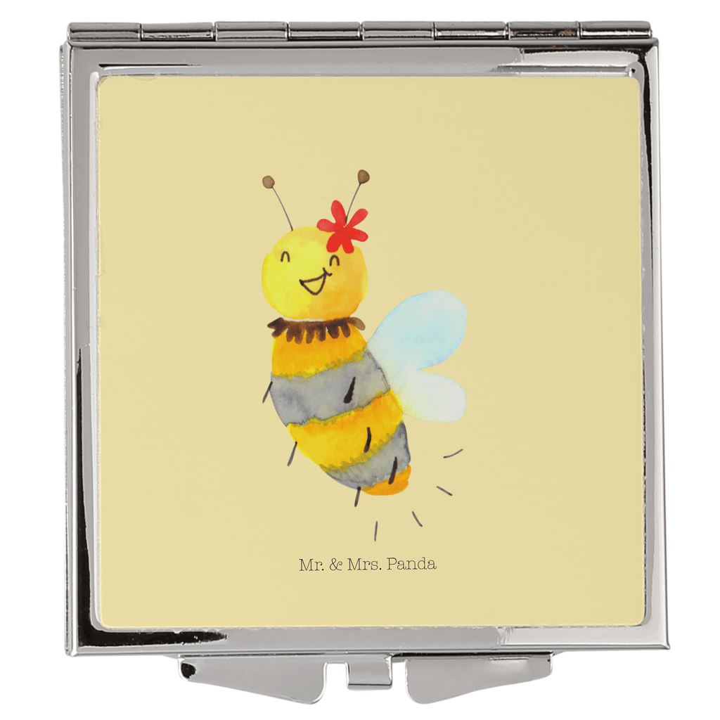 Handtaschenspiegel quadratisch Biene Blume Spiegel, Handtasche, Quadrat, silber, schminken, Schminkspiegel, Biene, Wespe, Hummel