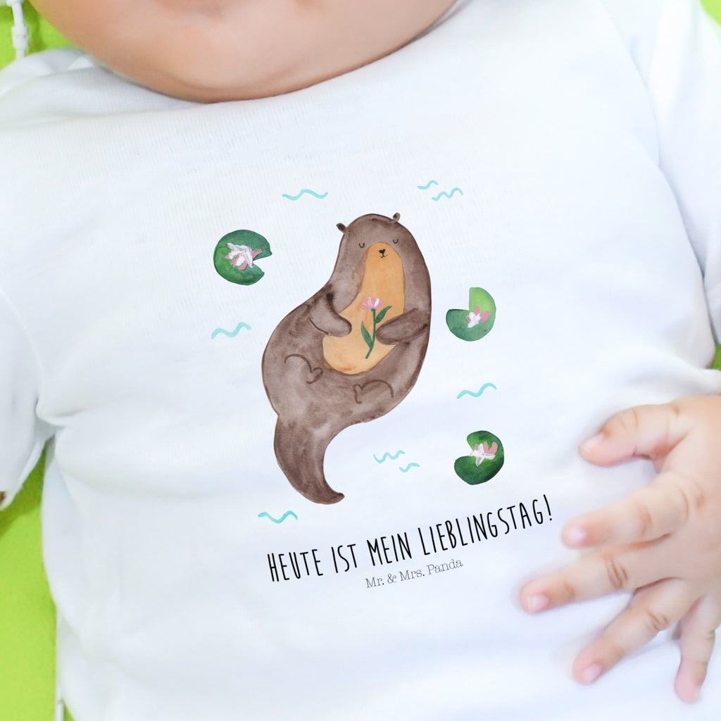 Baby Longsleeve Otter mit Seerose Mädchen, Jungen, Baby, Langarm, Bio, Kleidung, Otter, Fischotter, Seeotter, Otter Seeotter See Otter