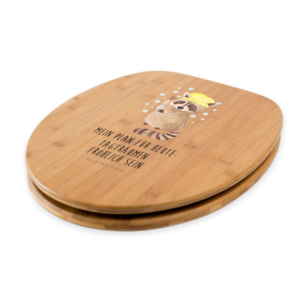 Motiv WC Sitz Waschbär Toilette, Klobrille, Toilettendeckel, WC-Sitz, Klodeckel, Tiermotive, Gute Laune, lustige Sprüche, Tiere, Seifenblasen, Plan, Waschbär, waschen, Fröhlich, Tagträumen