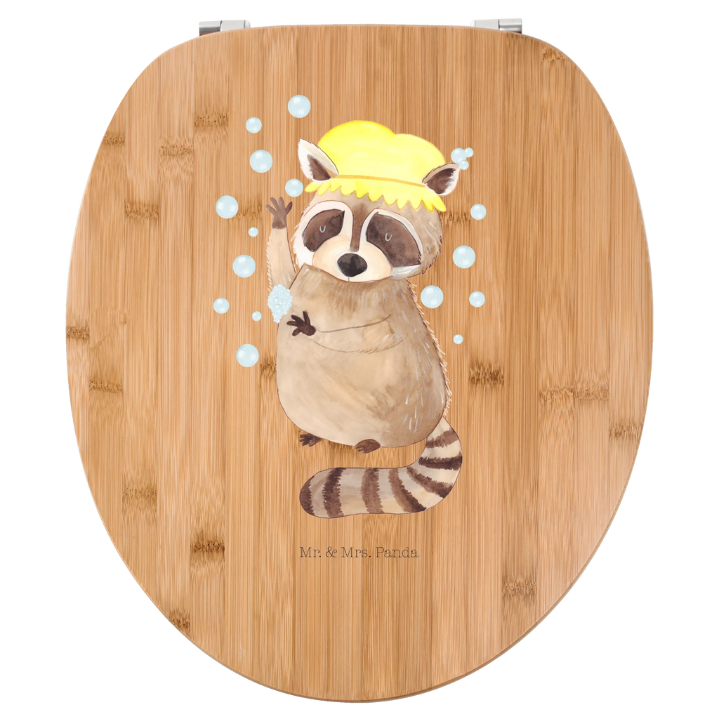 Motiv WC Sitz Waschbär Toilette, Klobrille, Toilettendeckel, WC-Sitz, Klodeckel, Tiermotive, Gute Laune, lustige Sprüche, Tiere, Seifenblasen, Plan, Waschbär, waschen, Fröhlich, Tagträumen