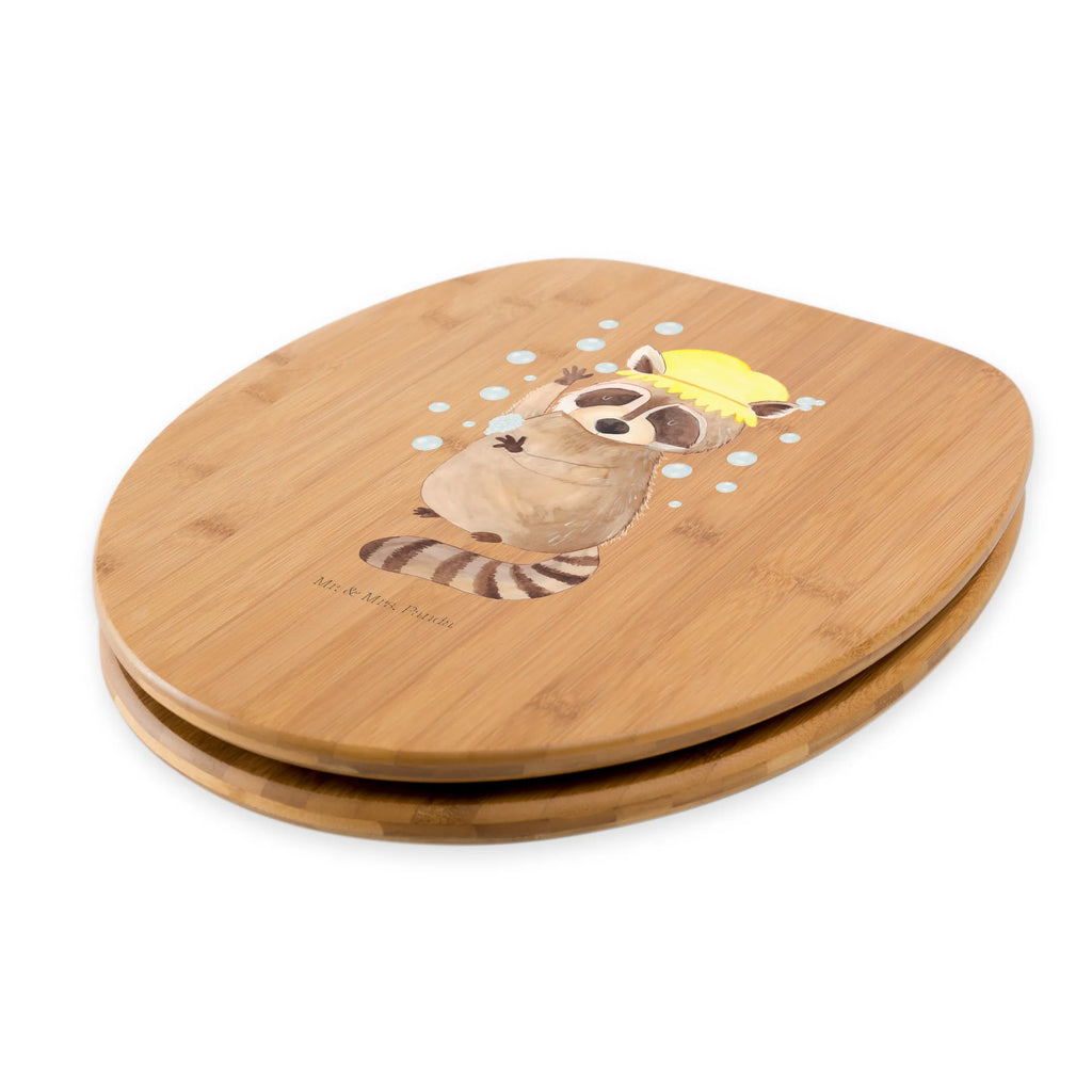 Motiv WC Sitz Waschbär Toilette, Klobrille, Toilettendeckel, WC-Sitz, Klodeckel, Tiermotive, Gute Laune, lustige Sprüche, Tiere, Seifenblasen, Plan, Waschbär, waschen, Fröhlich, Tagträumen