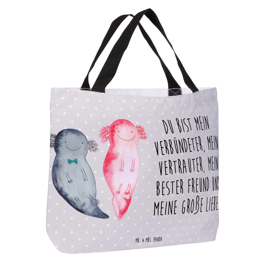 Shopper Axolotl Freundin Stofftasche, Einkaufsbeutel, Freizeittasche, Schulbeutel, Strandtasche, Shopper, XXL Tasche, Tragebeutel, Schultasche, Beutel, XL, Alltagstasche, Einkaufstasche, Schultertasche, Ausflug, Tüte, Molch, Axolotl, Verlobter, Axolot, Lurche, Valentinstag, Lurch, Schwanzlurch, Jahrestag, Liebesbeweis, Ehemann, Große Liebe, Liebe, Freund
