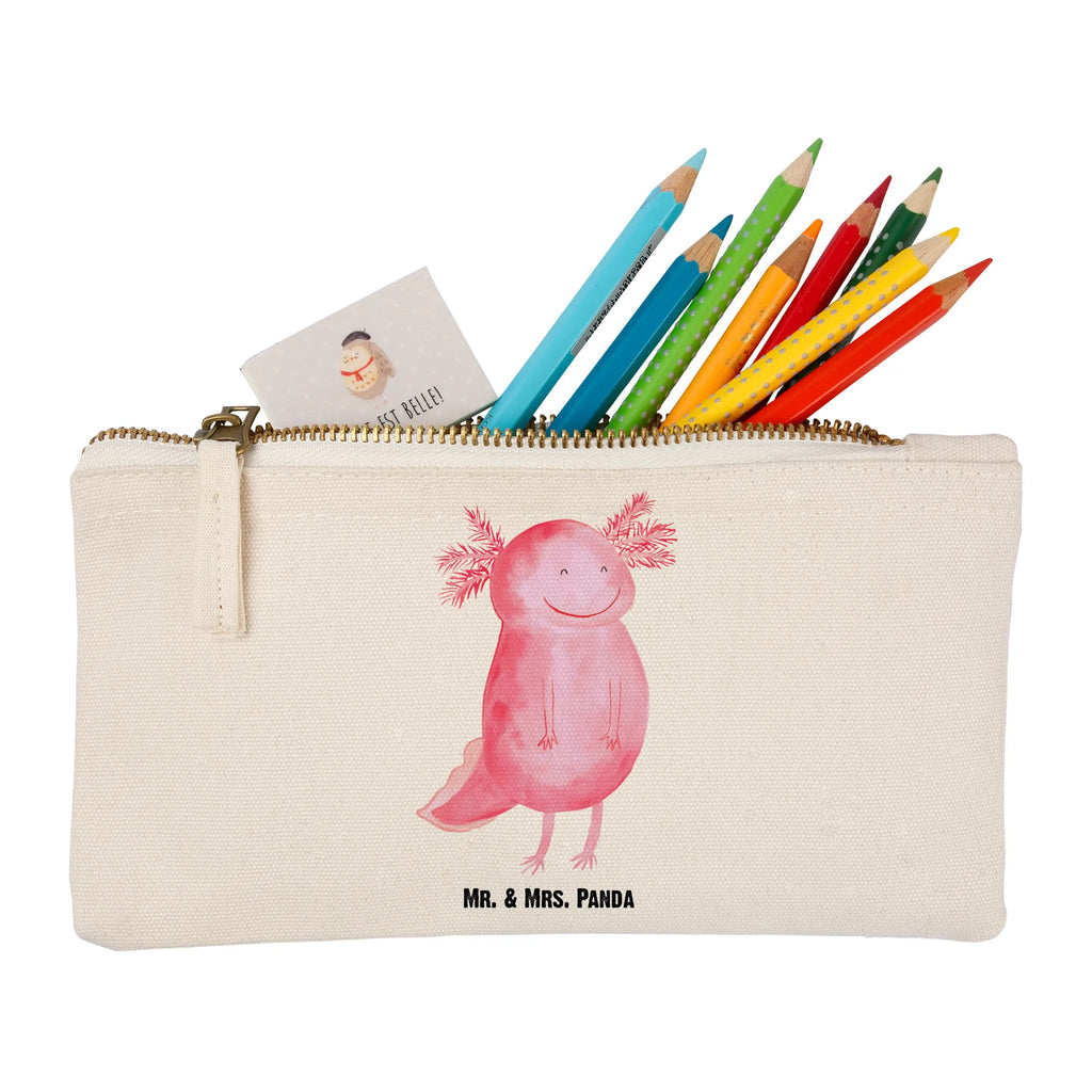 Schminktasche Axolotl Glücklich Stiftemäppchen, beauty tasche, Schlampermäppchen, Kulturbeutel, Mäppchen, aufbewahrungstasche, kosmetiktäschchen, Schminkbeutel, Waschbeutel, utensilientasche, beauty case, Kulturtasche, Kosmetikbeutel, aufbewahrungsbeutel, Etui, Schminktasche, pinsel tasche, Waschtasche, Schminktäschchen, Federmappe, pencil case, toiletry bag, Kosmetiktasche, Molch, Axolotl, Schwanzlurch, Gute Laune, Lurch, Axolot, Motivation, Lurche